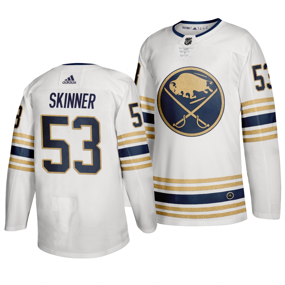 Men's Buffalo Sabres #53 Jeff Skinner 2019 White 50th Season Stitched NHL Jersey